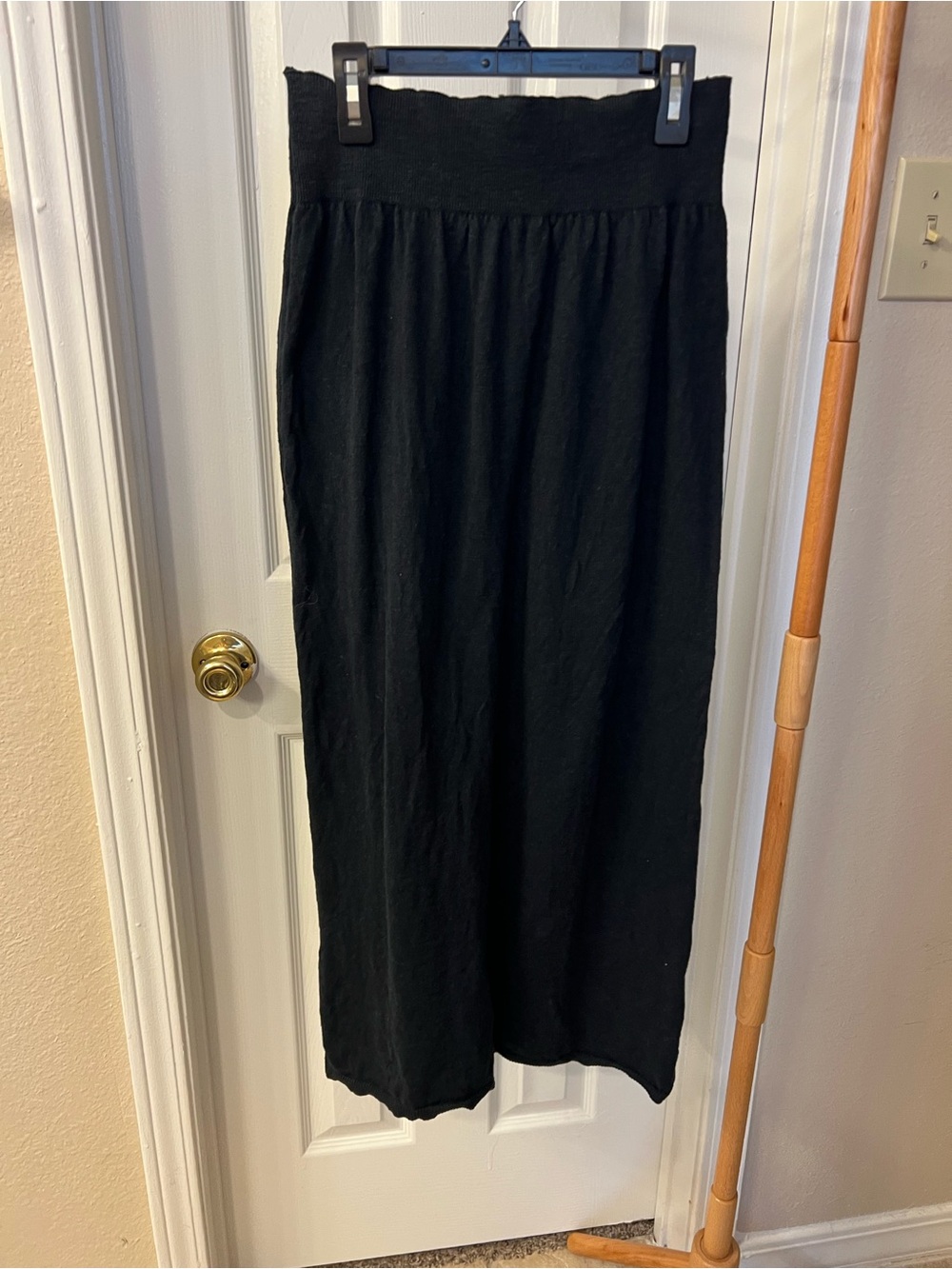 Free People Black Knit Maxi Skirt with Smocked Waist